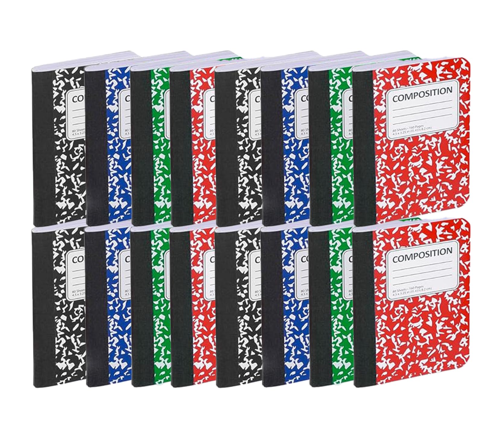 Mini Composition Notebooks, Mini Composition Books Bulk, Small Pocket Notebook, for Kids Students College Office, Pocket Size Journaling Notebooks, 4 Colors, 4.5 x 3.25 inch, 80 Sheets/Book (12 Pack)