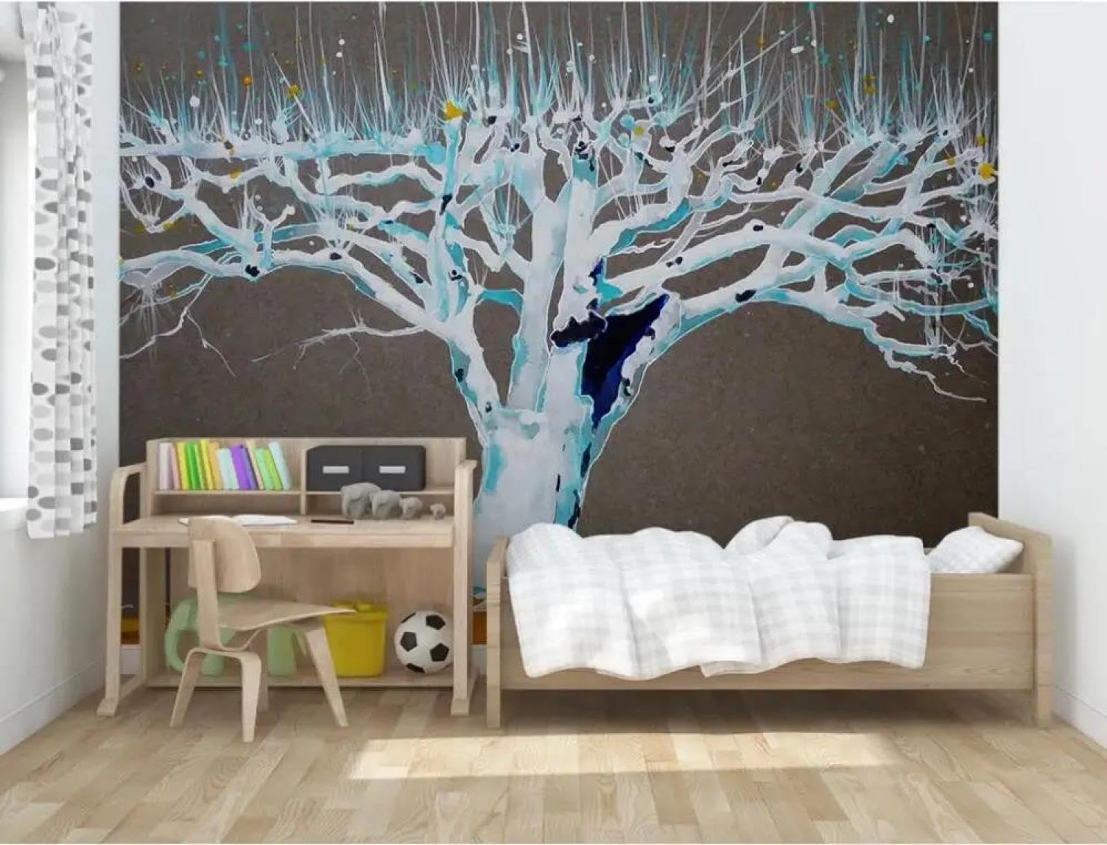 Papier peint 3D arbre intissé pour masquer les défauts des murs