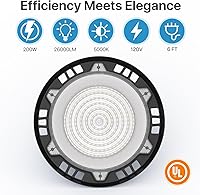 Vista 2 de HYPERLITE High Bay Lights Commercial: 200W Hi Bay LED Shop Lights for Workshop - Waterproof UFO Light for Damp Places and Harsh Environments