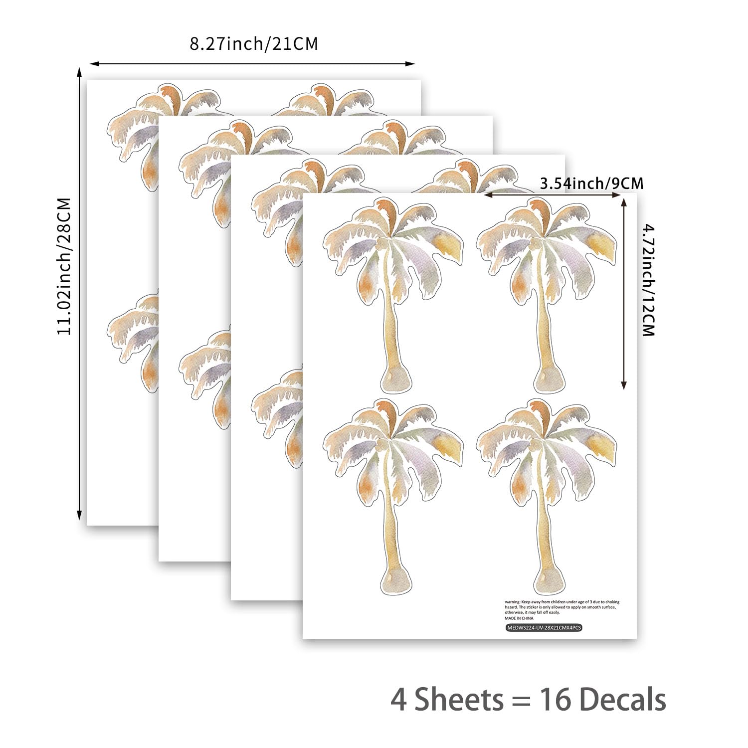 Alwayspon Watercolor Coconut Tree Art Wall Decals, Peel and Stick Wall Stickers for Living Nursery Room Bedroom Wall Decor - Image 2