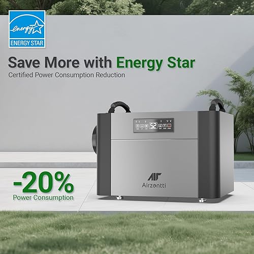 Miniatura 6 de Deshumidificador comercial de 155 pintas para sótano con bomba y manguera de drenaje, deshumidificador de espacio grande para espacio de rastreo,