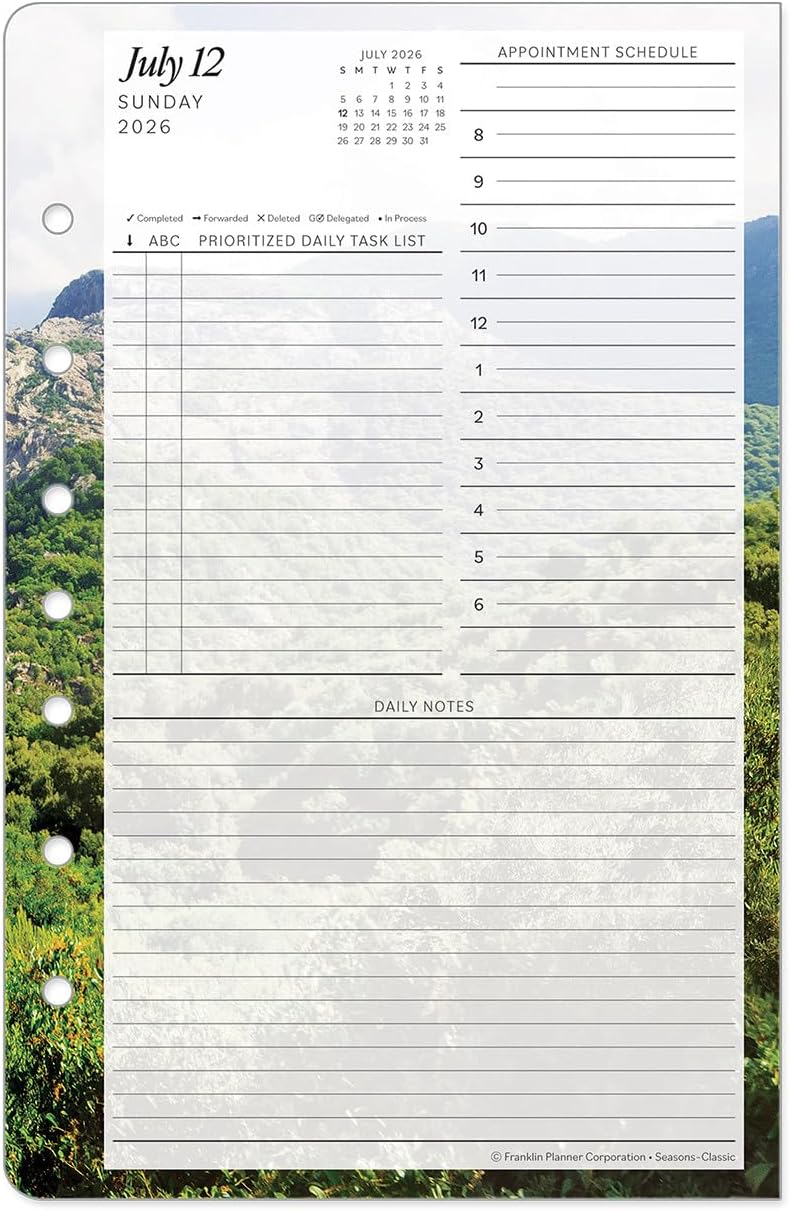 FranklinCovey - Seasons Ring-Bound Planner Refill | One Page Per Day (Classic, Jul 2026 - Jun 2027)