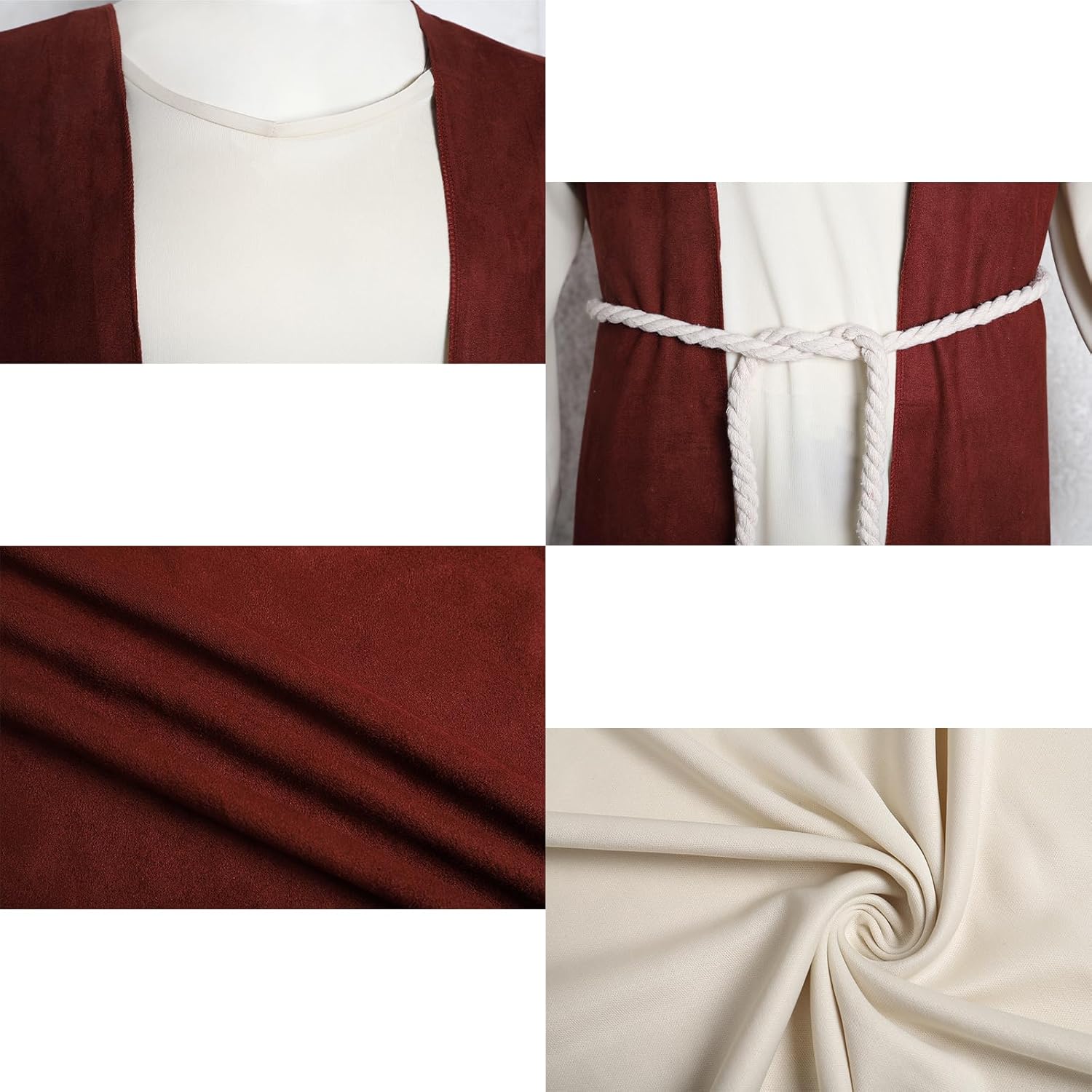 Mens Shepherd Costume Adult Jesus Robe Nativity Church Cosplay Outfit Biblical Times Tunic Dress Up Suit - Image 6