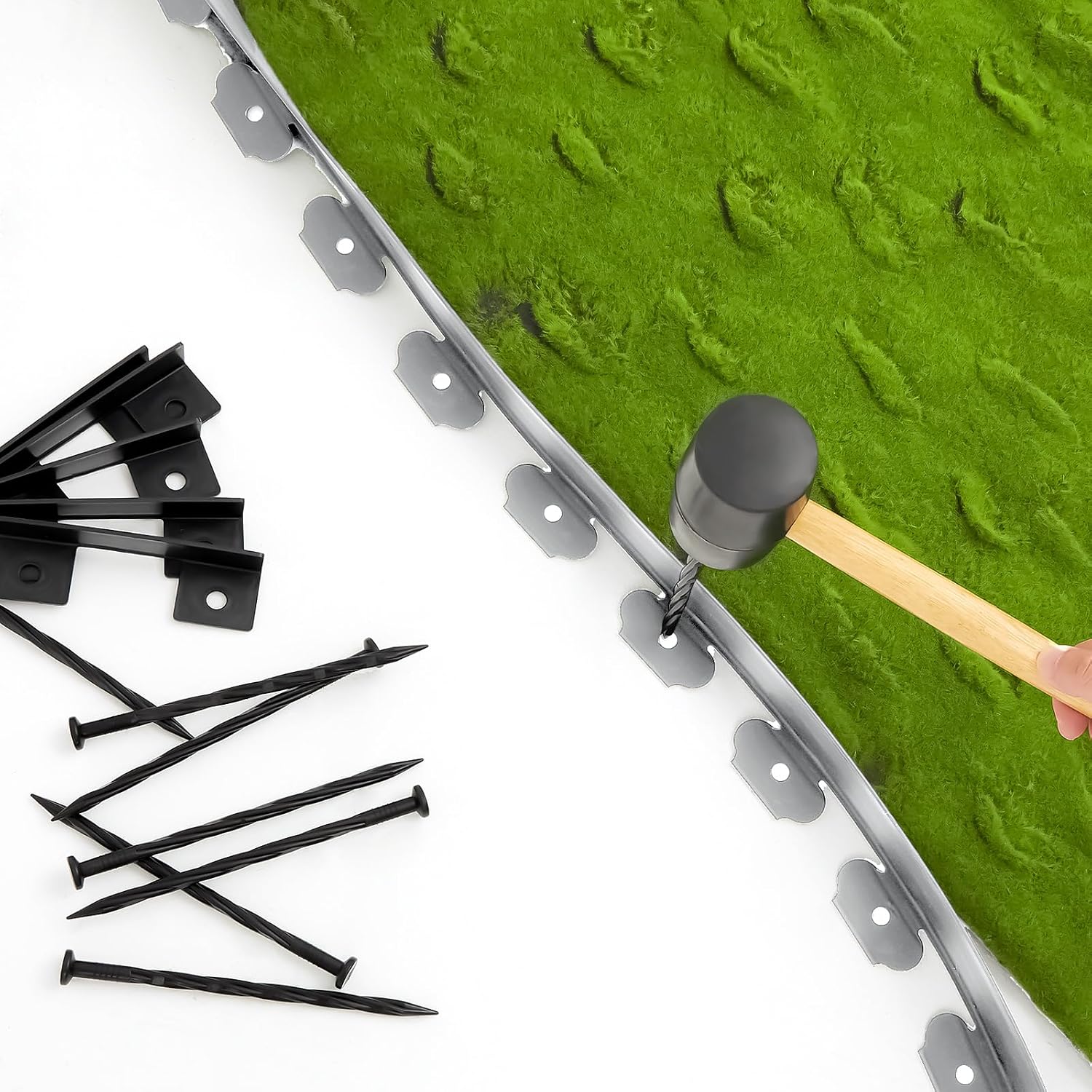Sasylvia 2'' x 200' Landscape Edging Kit Edging Border Coil Include 120 Anchoring Spikes 10 Connectors Plastic Garden Border for Lawn Garden Grass Yard Home(Gray)