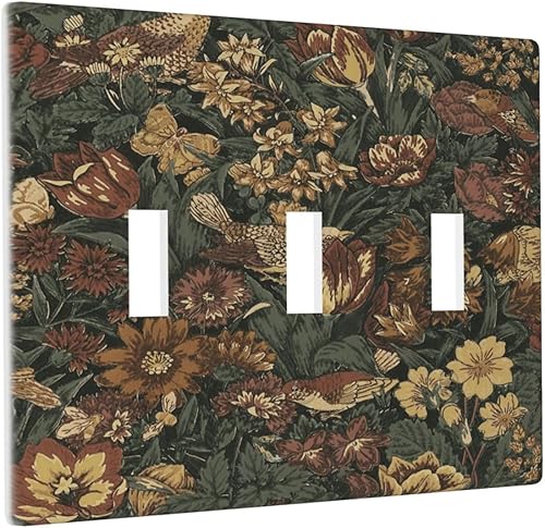 Miniatura 125 de Cubierta de interruptor de luz de palanca doble de 2 cuadras, color rosa, hongos, flores, placa de pared, placa frontal eléctrica, retro, años 70,