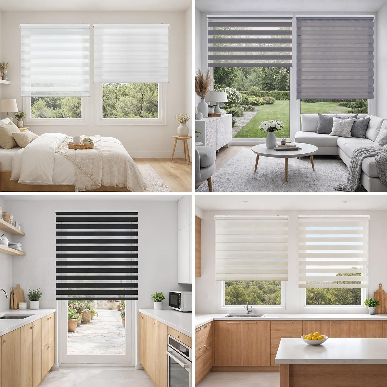 Estores Noche y Día de Calidad con Doble Tejido Elegantes para Ventanas de Interior y Puertas. Elige la privacidad y el Paso de la luz STORESDECO Blanco 120 x 250 cm (Ancho x Largo)