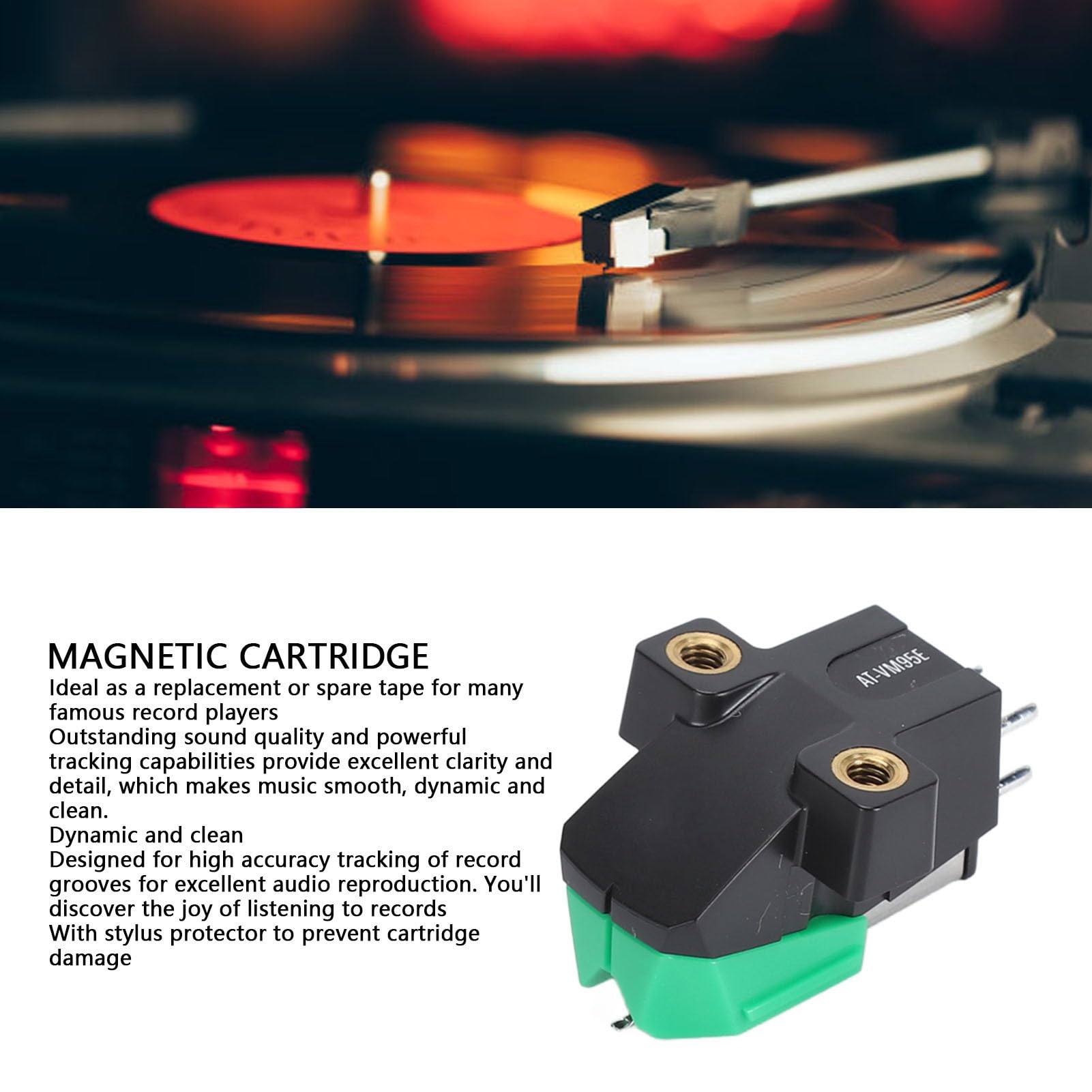 Cartuccia per Giradischi a Doppio Magnete Mobile, Cartuccia per Giradischi AT VM95E, Cartuccia per Giradischi da 20‑22 Khz o Stilo di Ricambio per Giradischi
