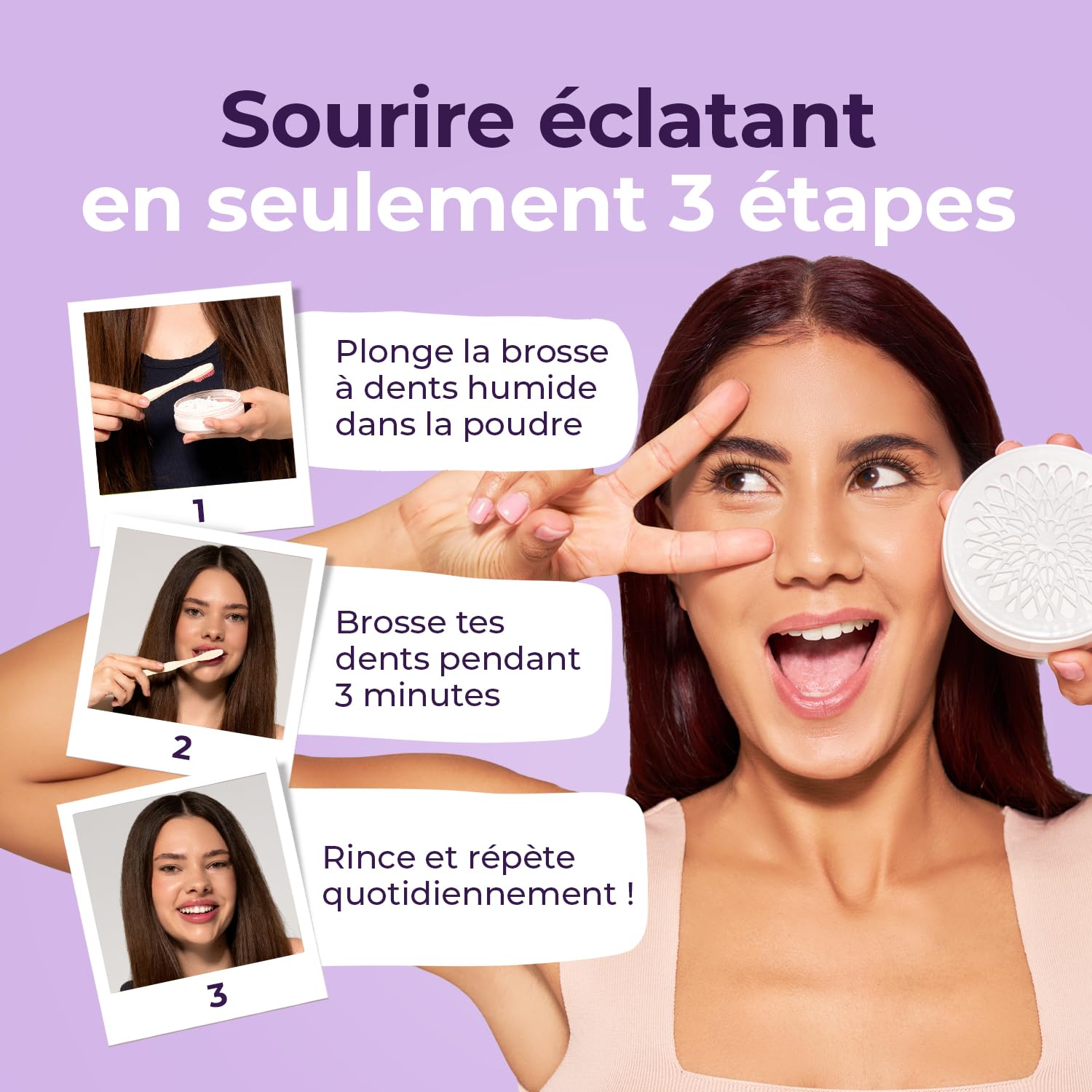 Poudre de blanchiment des dents Onlysmile pour dents blanches | Blanchiment dentaire professionnel | Effet nettoyant visible | Blanchisseur de dents sûr et indolore - Nettoyage cosmétique des dents