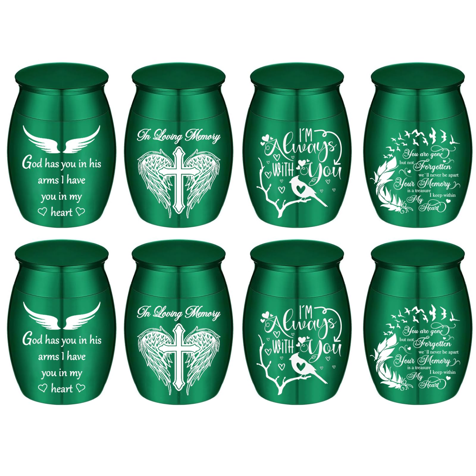 Color Small Urns for Ashes - Set of 8，Aluminium Mini Urns, Cremation Urns for Human/Pet Ashes, Ashes Holder, Small Keepsake urns-Memorial Urn (8Pcs-Green)
