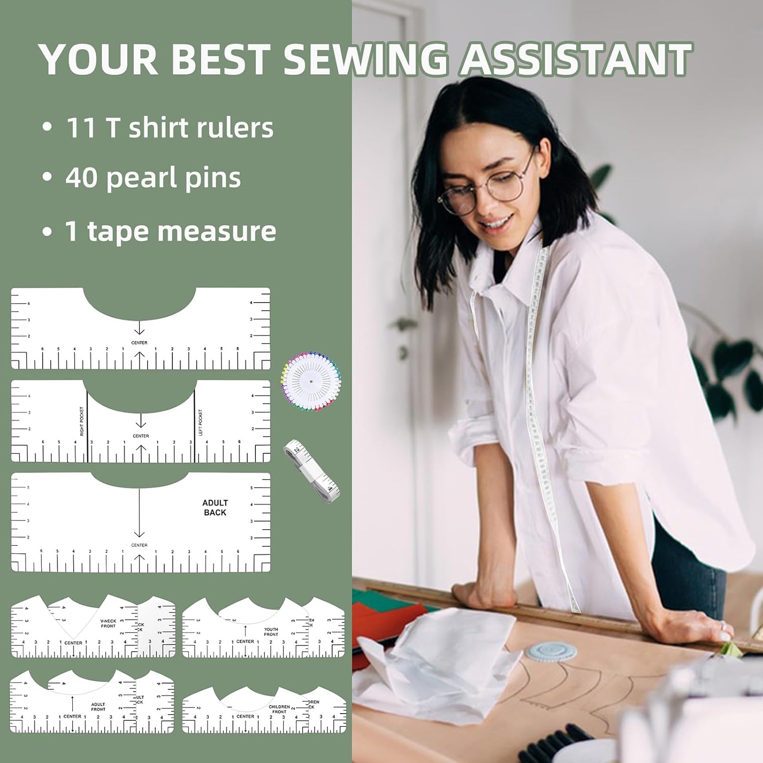 T-Shirt Ruler Alignment Tool - 13-Piece Set for Screen Printing - Perfect T-Shirt Rulers for Screen Printing, Heat Transfer, and DIY Projects thumbnail