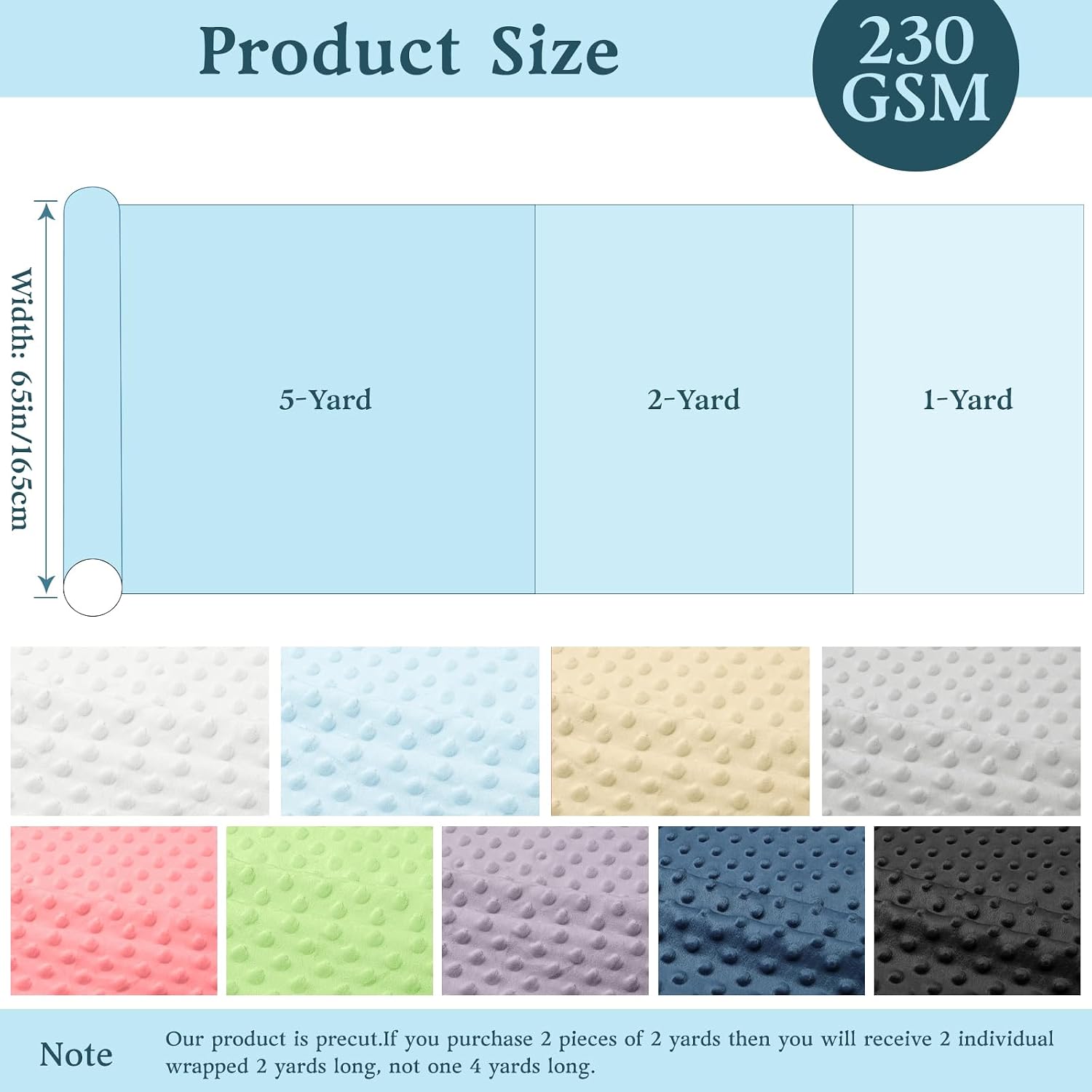 5 Yards White Minky Dot Fabric by The Yard, Soft Plush Fleece, Cuddle Dimple Dot for Sewing Baby Blankets, Pillow Covers & Crafts (5 Yards, White)