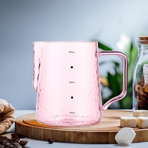 Miniatura 9 de Jarra de espuma de leche, tazas medidoras de vidrio transparente, jarra de espuma de leche, jarra de leche para café expreso, capuchino, latte, 16.9