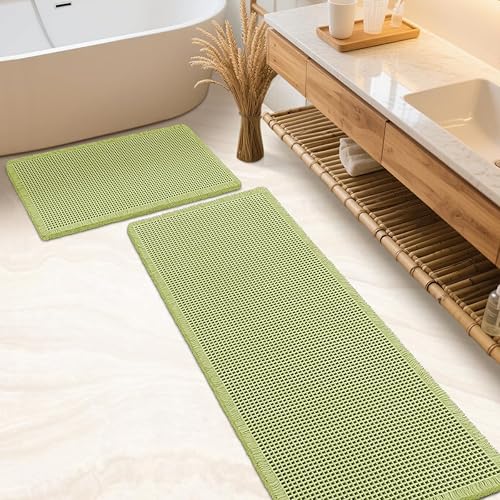 Miniatura 48 de Juego de alfombrilla de baño IM HOME 3 piezas beige, alfombrillas de baño modernas tejidas, alfombrilla de baño antideslizante absorbente,