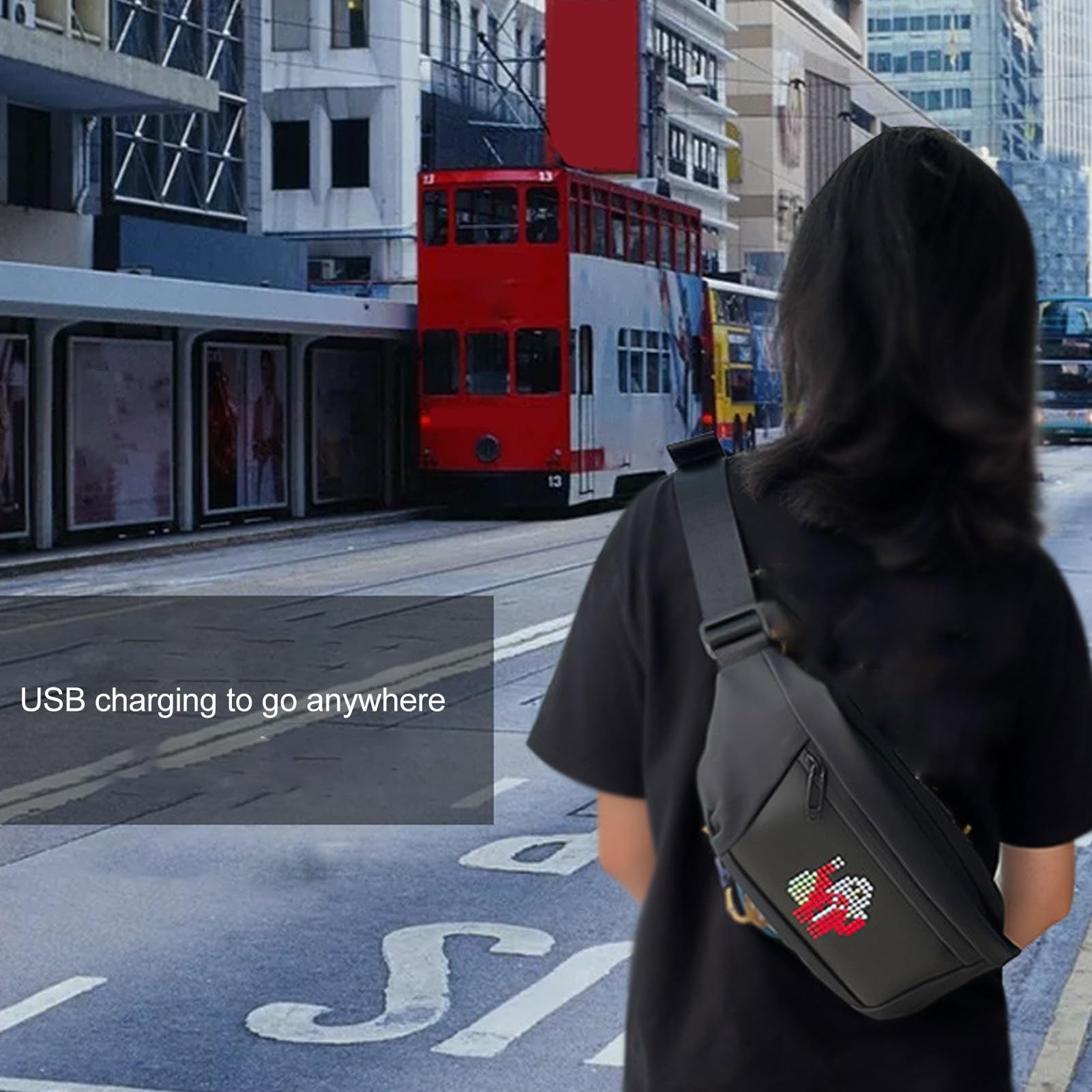 Naroote Fanny Pack LED Display Stampa Programmabile per Avventure