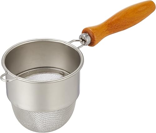 Shin-Etsu Works TS - Colador de té, fabricado en Japón, acero inoxidable, uso comercial, mango de madera, tipo profundo, II (10170) 063119