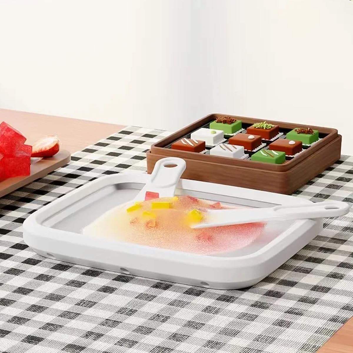 Ice Cream Rolls Maker do robienia lodów "zrób to sam" – maszyna do robienia lodów z 2 szpatułkami, dla dzieci i rodziny, kolor biały, 17 x 22 cm