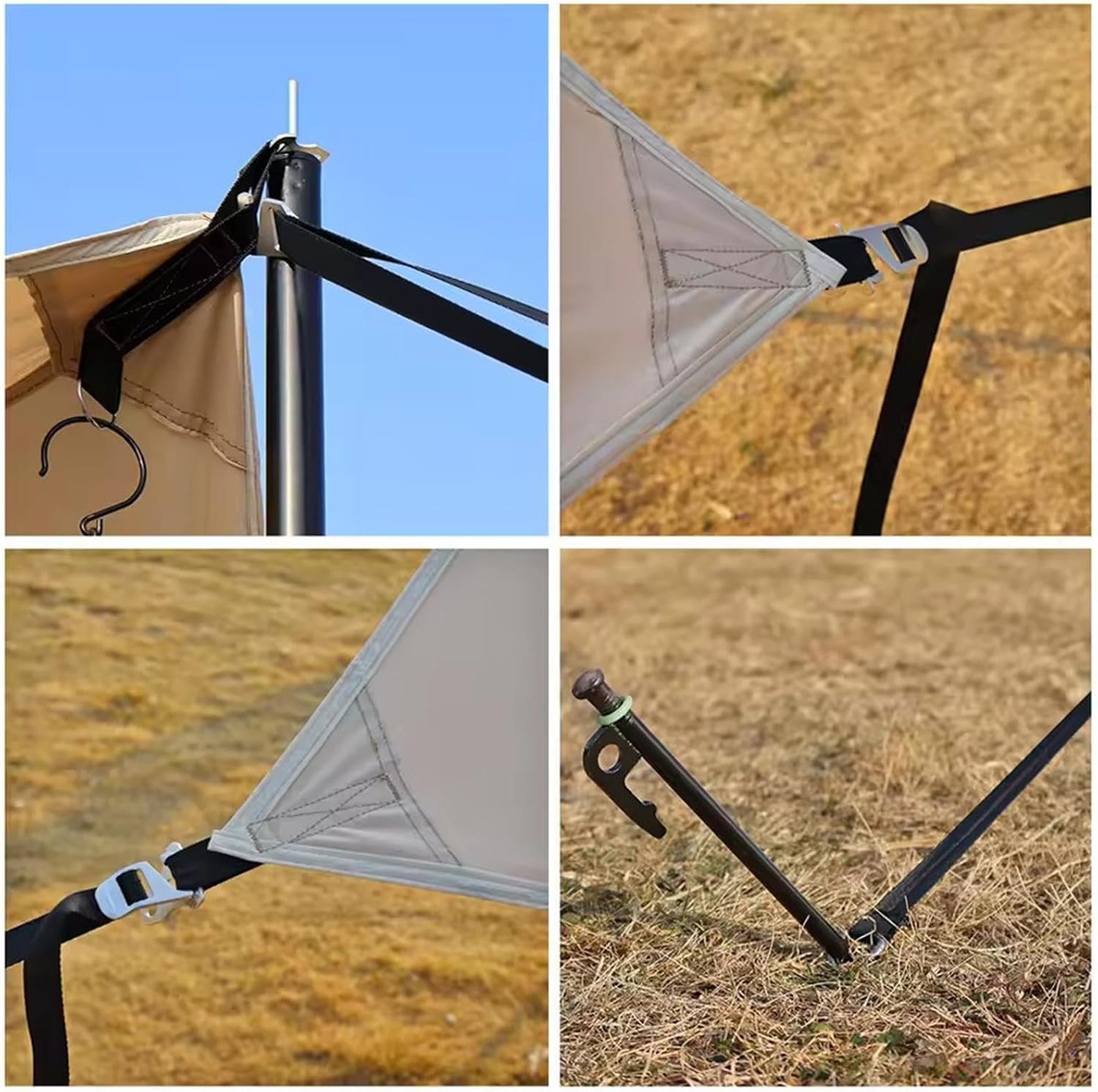 Camper Awning Tie Down Kit | 6-Piece Heavy-Duty Adjustable Fasteners - RV Awning Accessories - for Truck Kayak Tent Canopy Boat Window Bed Camping Outdoor