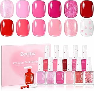 Beetles Pink Nail Polish Set - Love's Prism 12 Colors Spring Nail Polish Set, Salon Long Lasting DIY Pink Nails Art Pastel Spring Nails Gifts for Her
