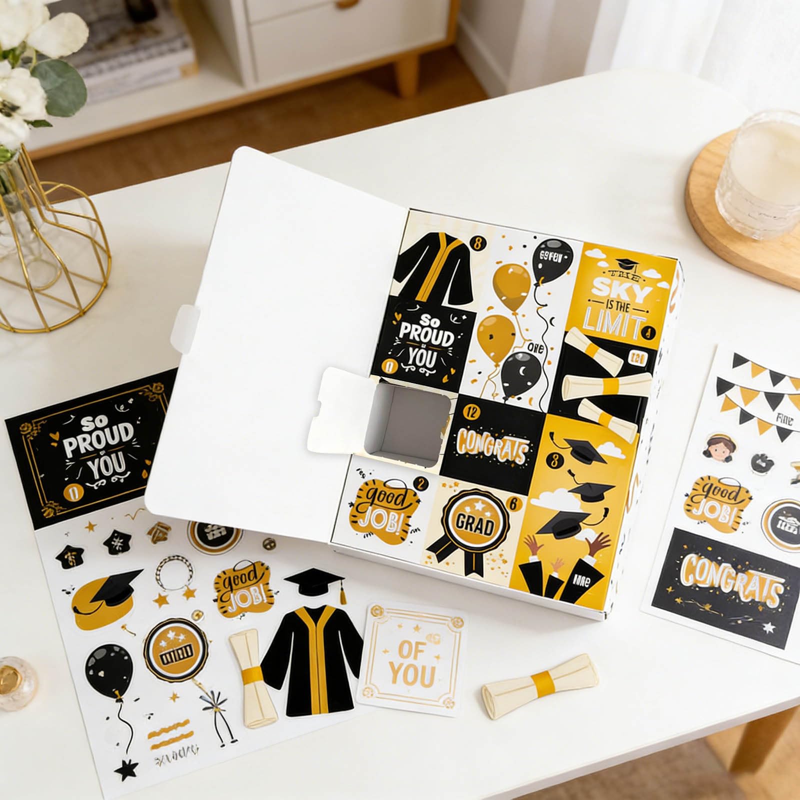 Graduation Countdown Gift Box,12-Days Fillable Surprise Paper Gift Packaging Boxes,Empty DIY Graduation Present Calendar Boxes for Graduates,Gifts Not Included (2) — view 3