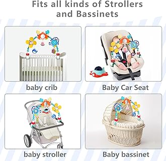 Musical Baby Stroller Arch, Travel Car Seat Toys, Baby Play Arch Crib Accessory, Mobile for Bassinet, Pram Activity Arch Bar for Babies Infants
