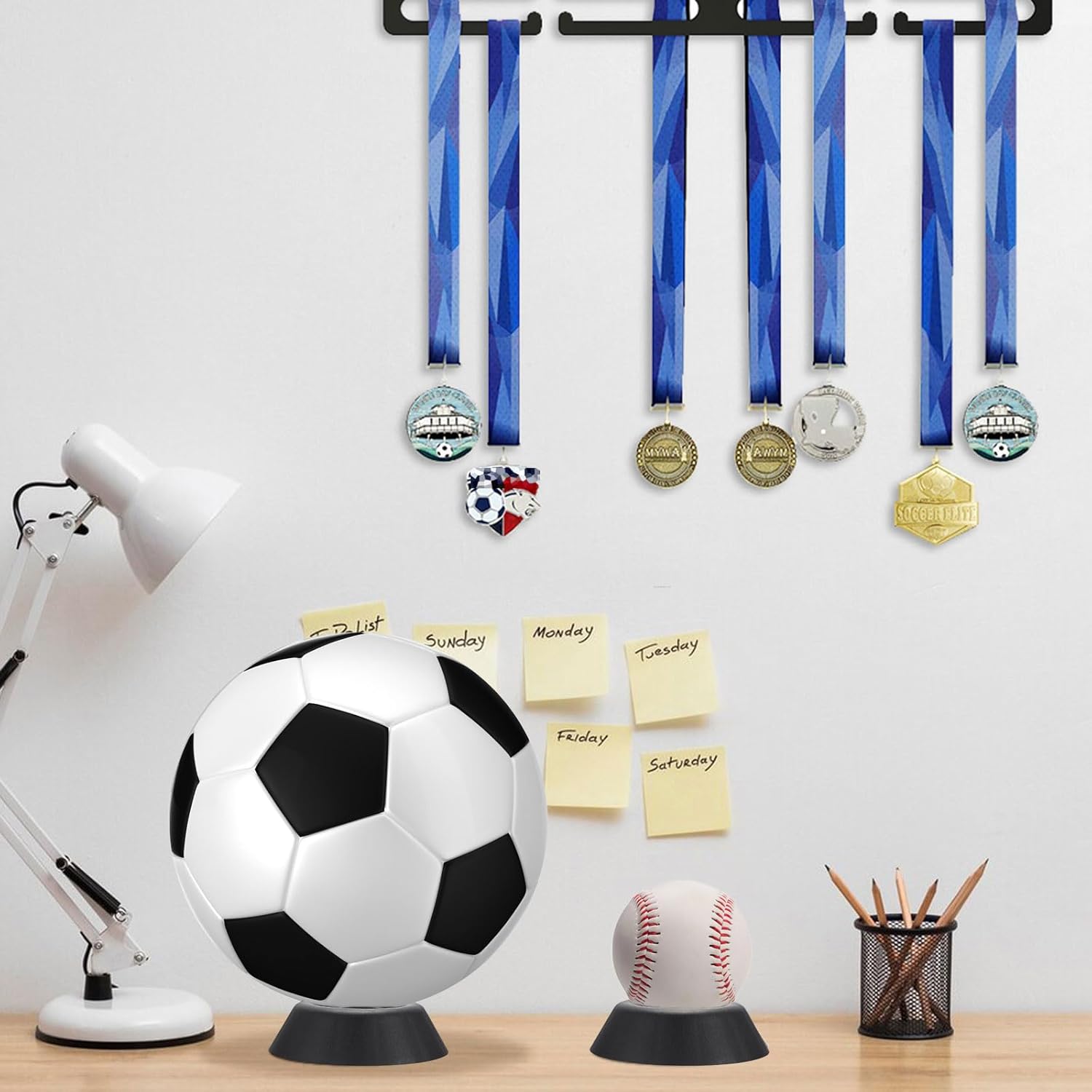 Hipiwe 5 Pack Bowling Ball Cups Holder Plastic Sport Ball Display Stands Black Soccer Balls Rack Memorabilia Balls Display Ring Pedestal for Football Basketball