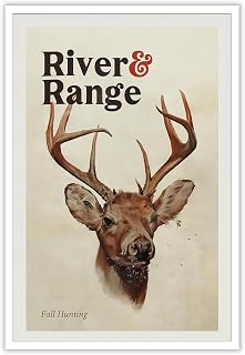 Hunting Art Print Vintage Poster Deer Gift for Dad Retro Outdoorsman Outdoorsy Wall Decor Hunter Artwork Wildlife 12x16in Unframed