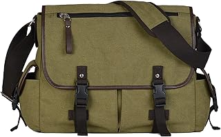 Vintage Canvas 15.6 inch Laptop Messenger Bag for Men Women, College Computer Satchel Shoulder Bag Travel Office Briefcases