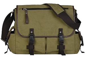 Vintage Canvas 15 6 inch Laptop Messenger Bag for Men Women College Computer Satchel Shoulder Bag Travel Office