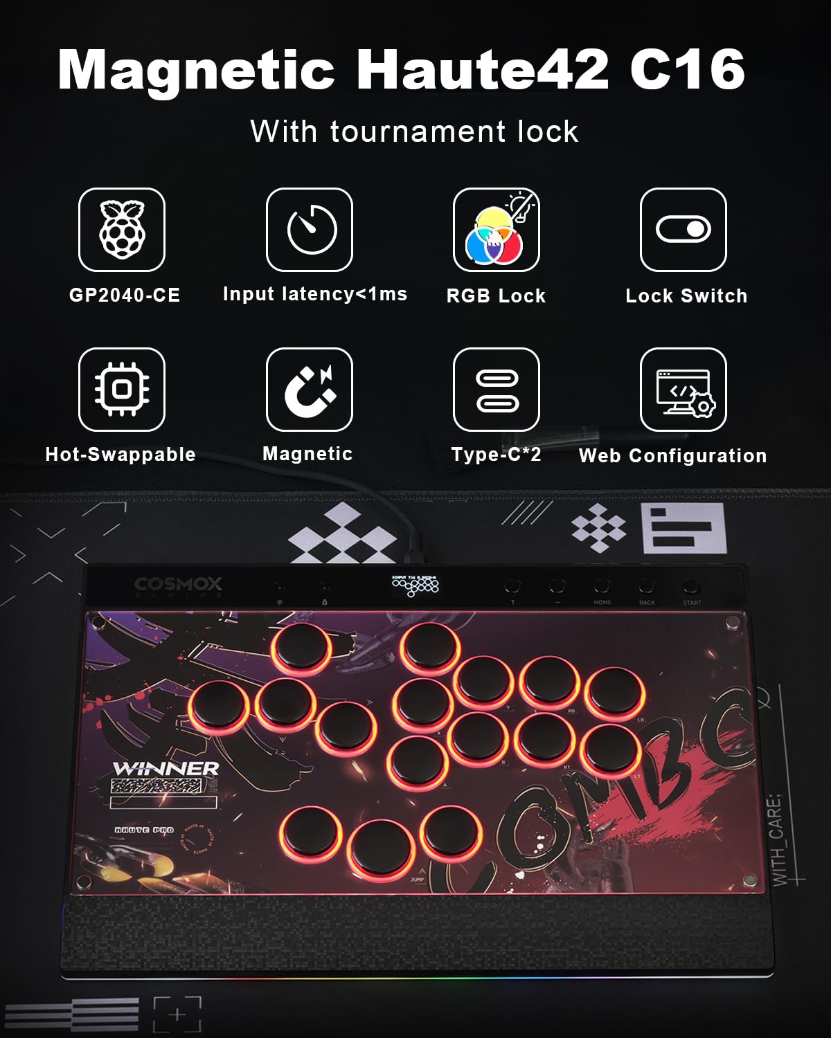 PC用ゲームコントローラー・コンバーター COSMOX Haute42 C16 Haute42 COSMOX HautePad HautePad C16 | 薄型レバーレス