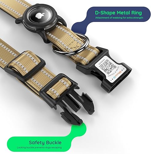 Miniatura 37 de Collar para perro Airtag con código QR, collar reflectante con soporte para Airtag, acolchado suave y hebilla de bloqueo de seguridad, collar Negro