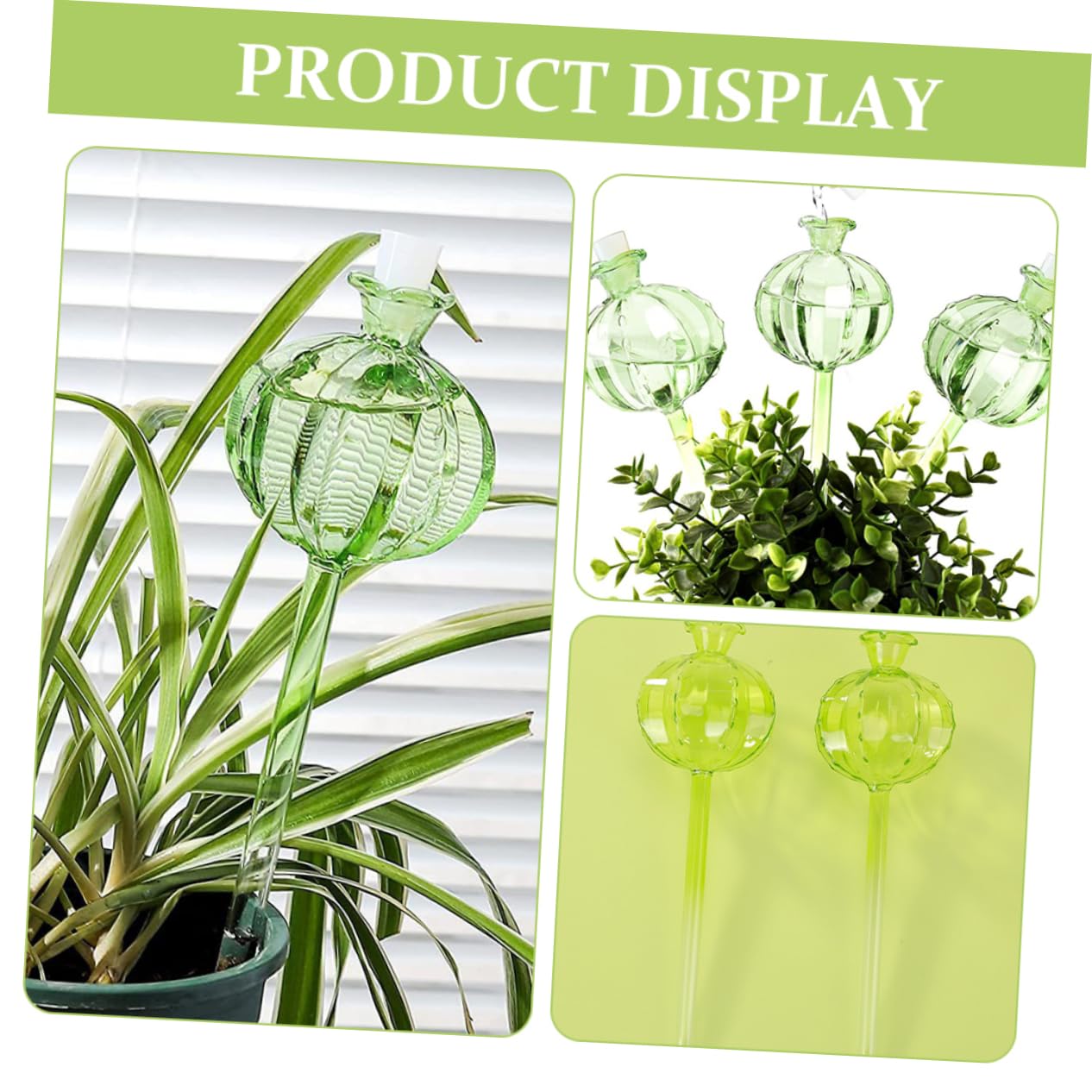 Mikikit Globes D’arrosage Automatique Cactus en Verre 4 Pièces Vert