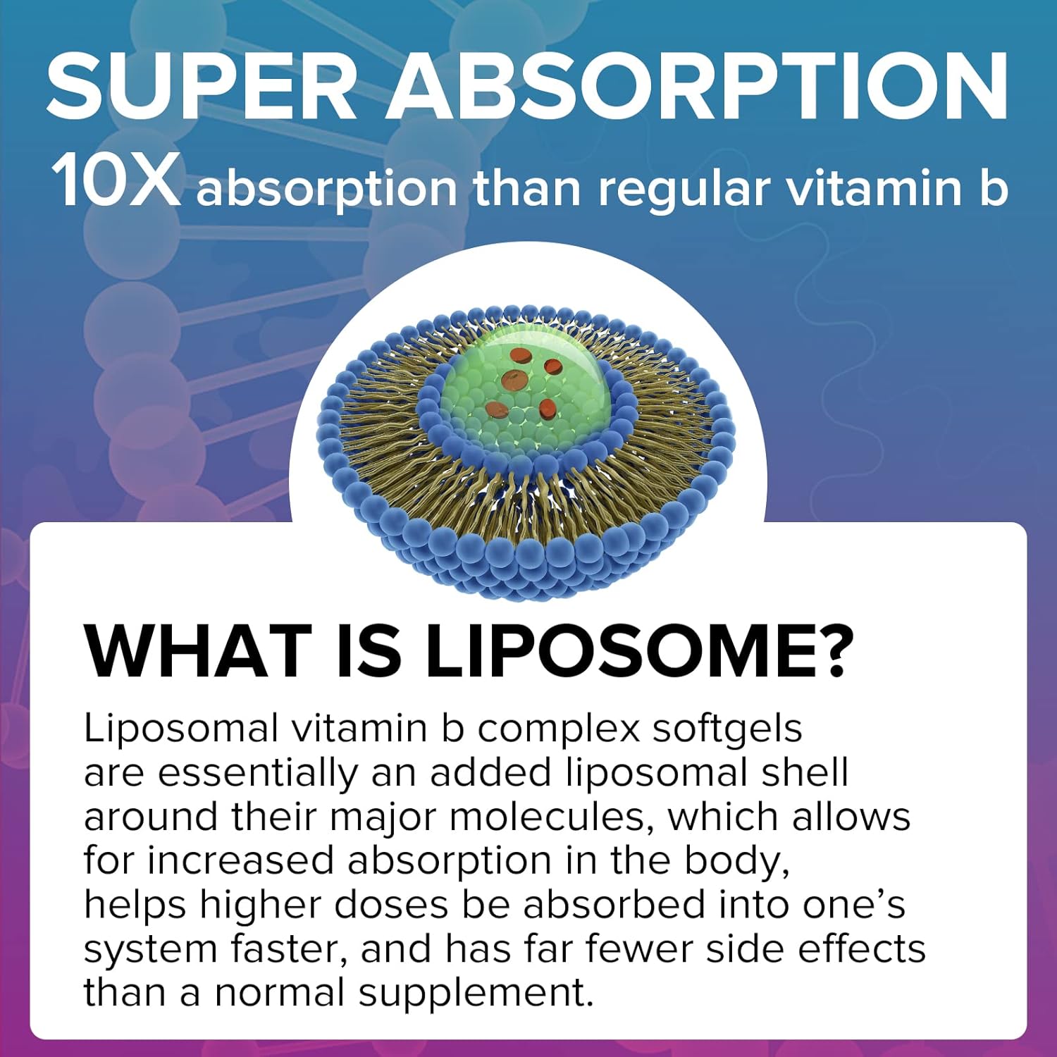 Liposomal Vitamin B Complex Softgels with 9 B Vitamins, High Strength