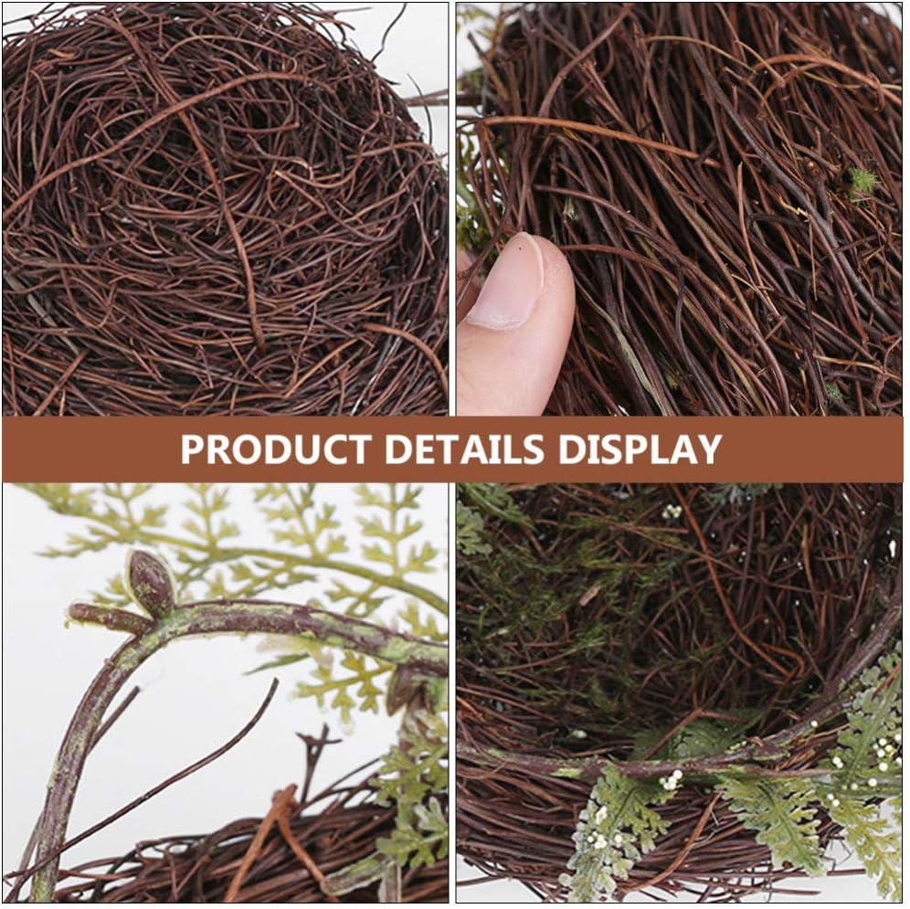 Artificial Bird Nest with Eggs Birds Faux Natural Rattan Twig Bird Nest House Ornament Photo Props for Decoration
