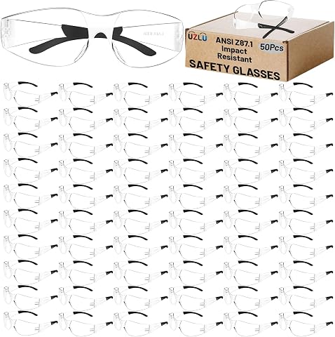 50 PCS Clear Safety Glasses Bulk for Men Women ANSI Z87.1...