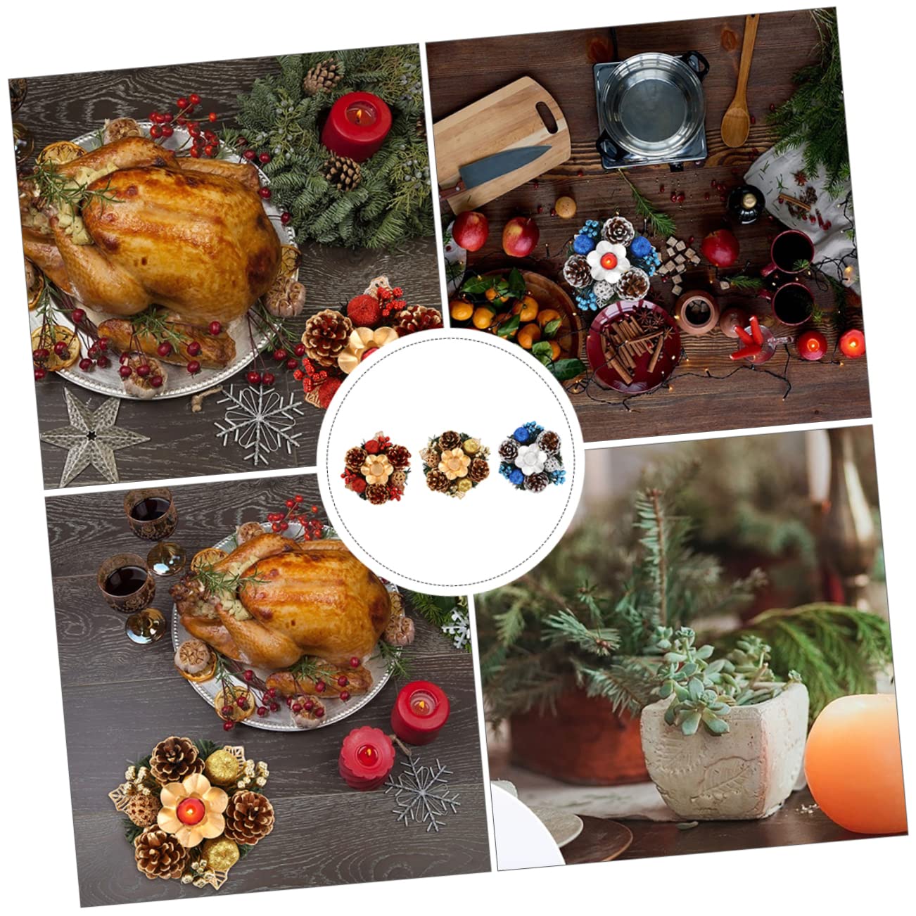 GOOHOCHY Small Candlestick Set 12.5cm Gold Christmas Candle Stand Reusable Dining Table Decorative Candlesticks