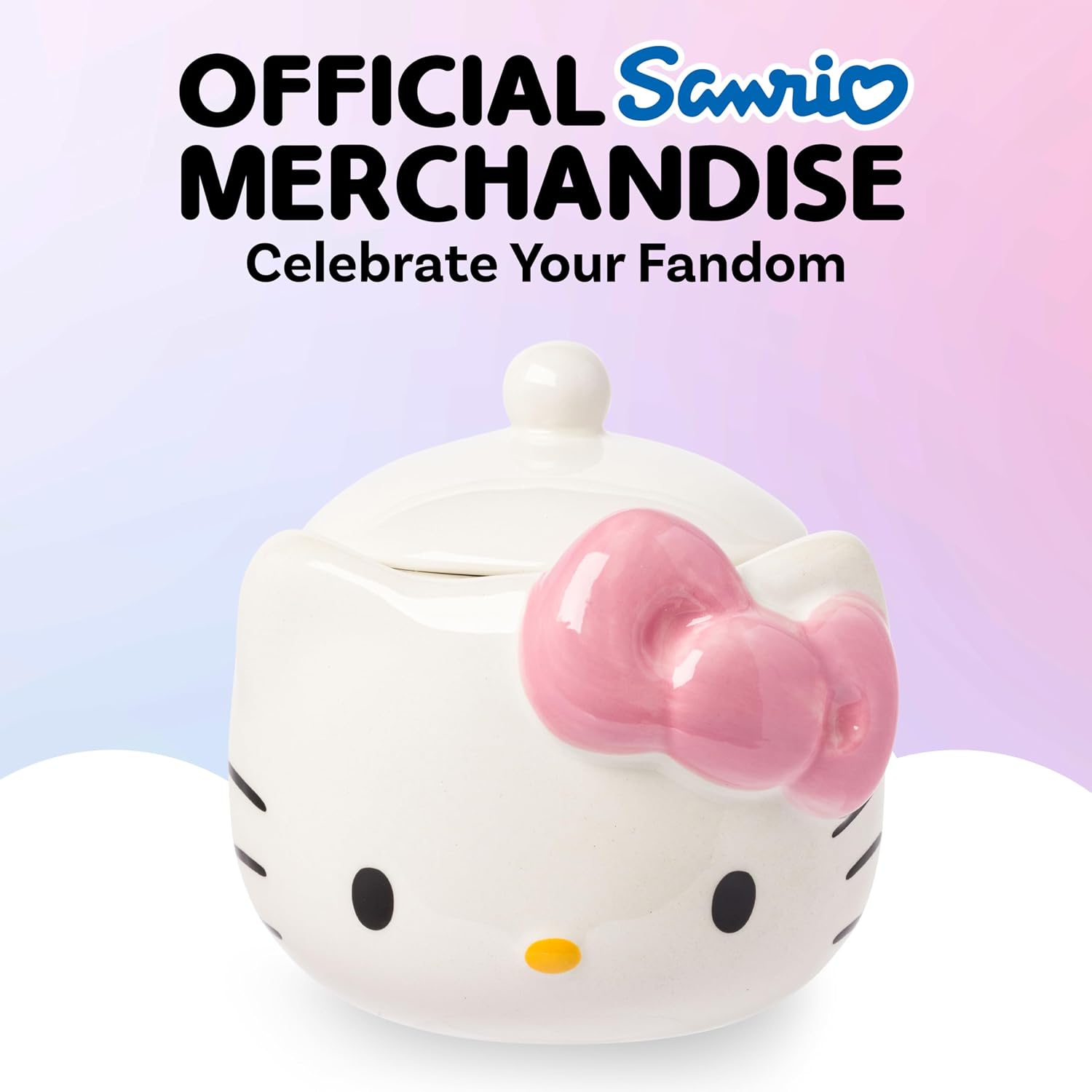 Silver Buffalo Sanrio Hello Kitty 3D Sculpted Ceramic Cookie Snack Candy Jar (X-Small)