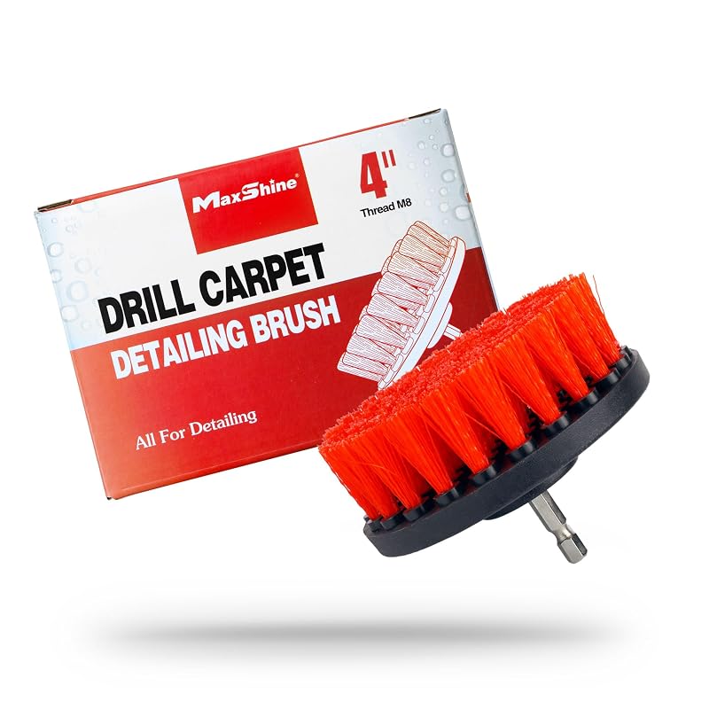 Maxshine Escova para Furadeira de Uso Médio com Encaixe M8/hexagonal para Estofados, Carpetes e Tapetes – 10,2 cm