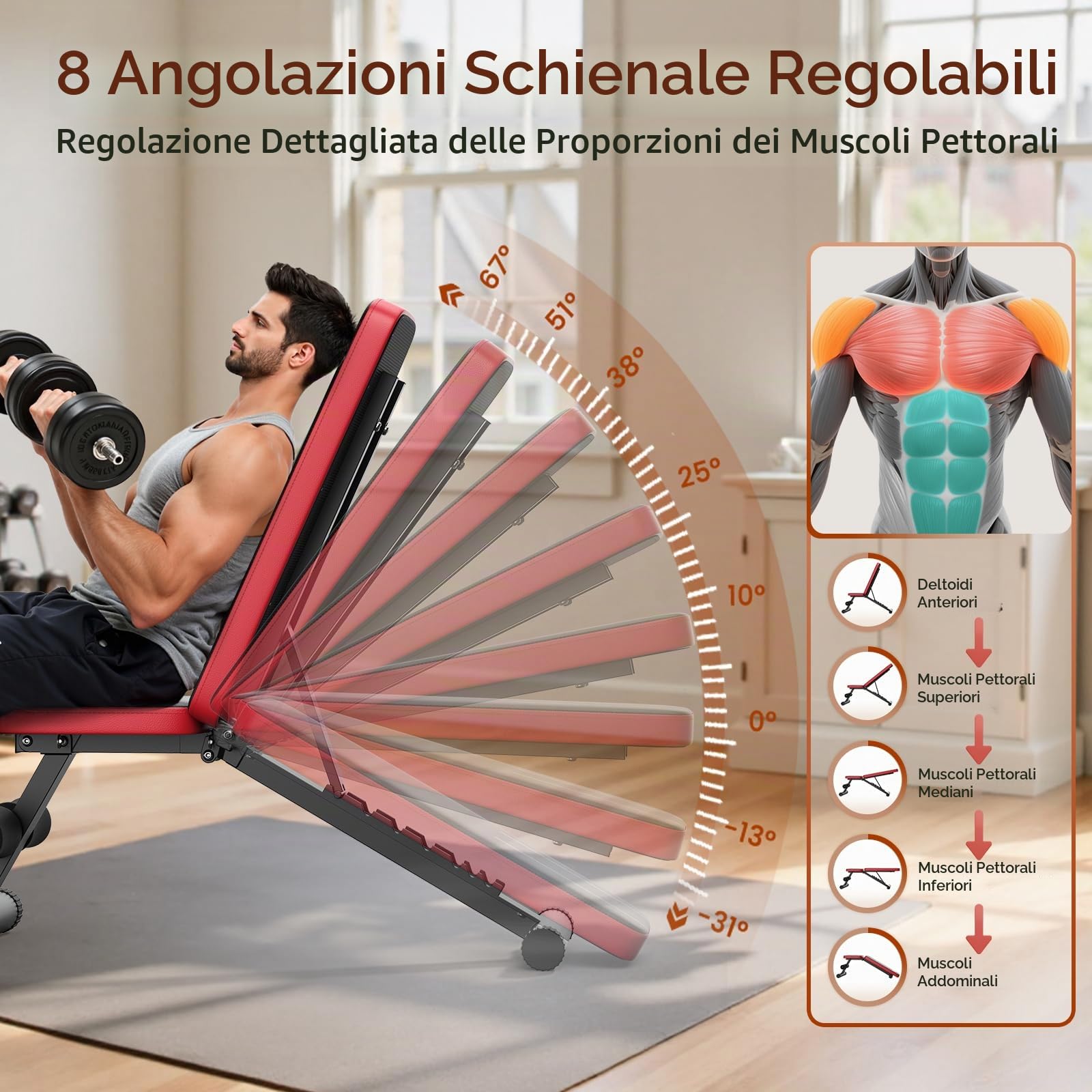 Panca pesi regolabile,professionale,sistema di regolazione rapida,facile da ripiegare e riporre,schienale allungato adatto per la panca piana, montata al 80% (Nero-300KG Capacità)