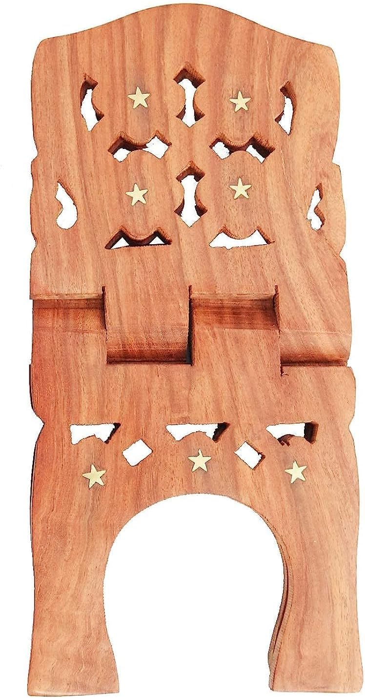 Beautifully Engraved Wooden Rehal for Quran, Bible, Ramayan, Book Reading