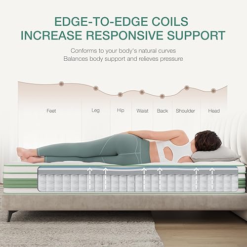 Miniatura 6 de Novilla Colchón híbrido tamaño King de 12 pulgadas, colchón híbrido tamaño King en una caja con bobinas de bolsillo y espuma de gel de alta densidad