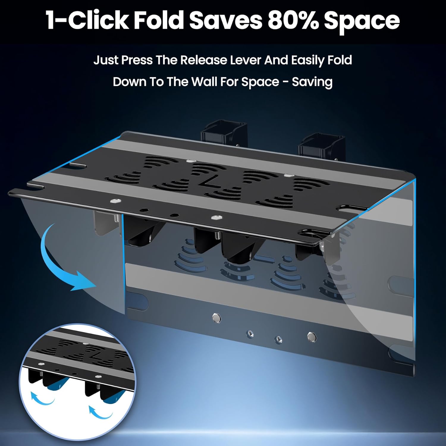 Aluminum Alloy Foldable Wall Mount Shelf Compatible with All PS5 Generations Holds Two Controllers Unimpeded Heat Dissipation Ps5 Accessories (Black) - Image 3