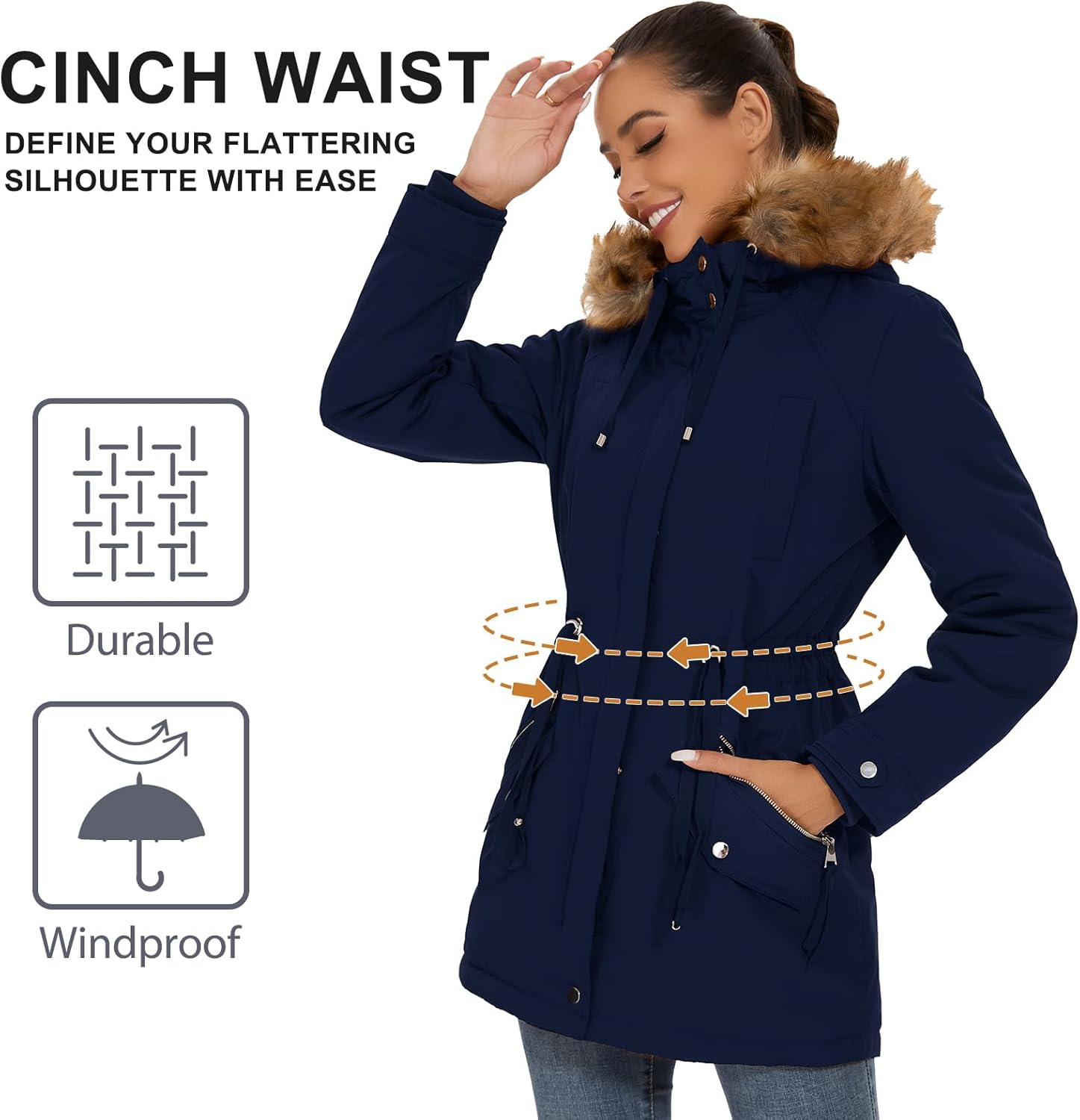 ANOTHER CHOICE Women's Hooded Winter Coat Waterproof Parka Jacket Warm Sherpa FLeece Lined Winter Parka Coat - Image 5