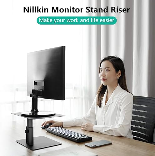 Miniatura 4 de Nillkin Soporte de monitor para escritorio, soporte de monitor de computadora de altura ajustable, soporte ergonómico de aluminio para monitor de