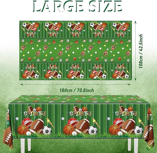 Miniatura 4 de Suministros para fiestas de cumpleaños con temática deportiva, 3 manteles de plástico deportivos, desechables, para todas las estrellas, para