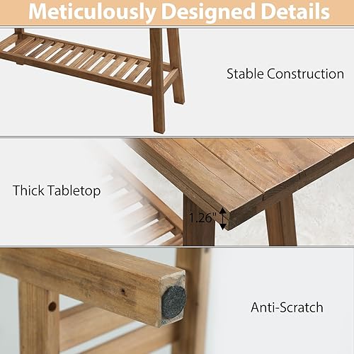 Miniatura 7 de Mesa consola de madera maciza recuperada, mesa de entrada de granja de 43.3 pulgadas, mesas de sofá estrechas detrás del sofá, mesas decorativas de