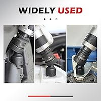 Vista 7 de Juego de llaves vaso de impacto universal de 3/8 de pulgadas, juego de 20 llaves vaso giratorias, llave vaso de junta universal de 6 puntos