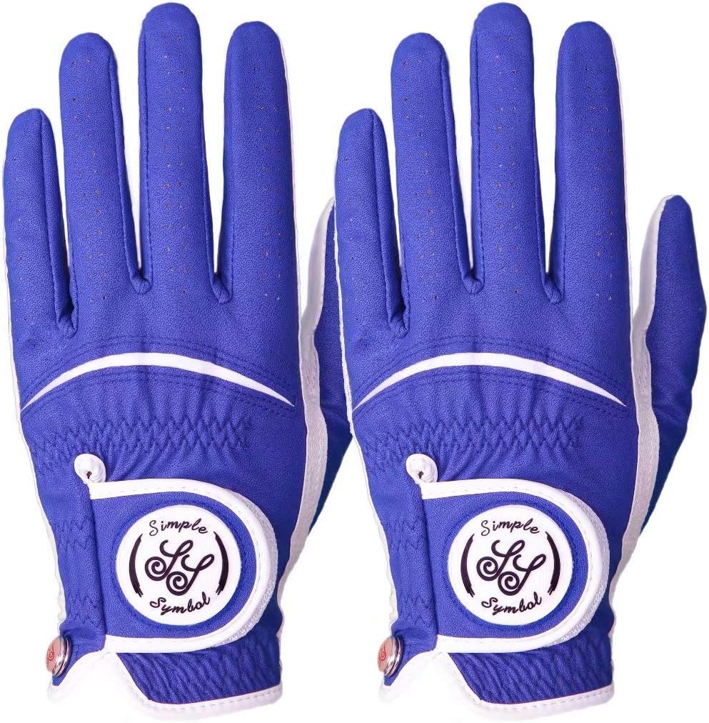 Men's Golf Glove High Grade Leather Two Pack（Two Left Hands Or Two Right Hands Or One Pair） Six Colors to Choose from Red/Blue/Navy Blue/Sky Blue/Coffee/Beige