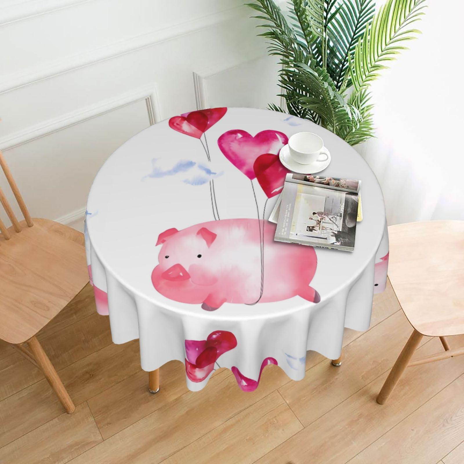 YYHWHJDE Funny Piggy Prints Round Decorative Tablecloth 60in - High-Grade Polyester Throw for Elegant Dining & Festive Gatherings