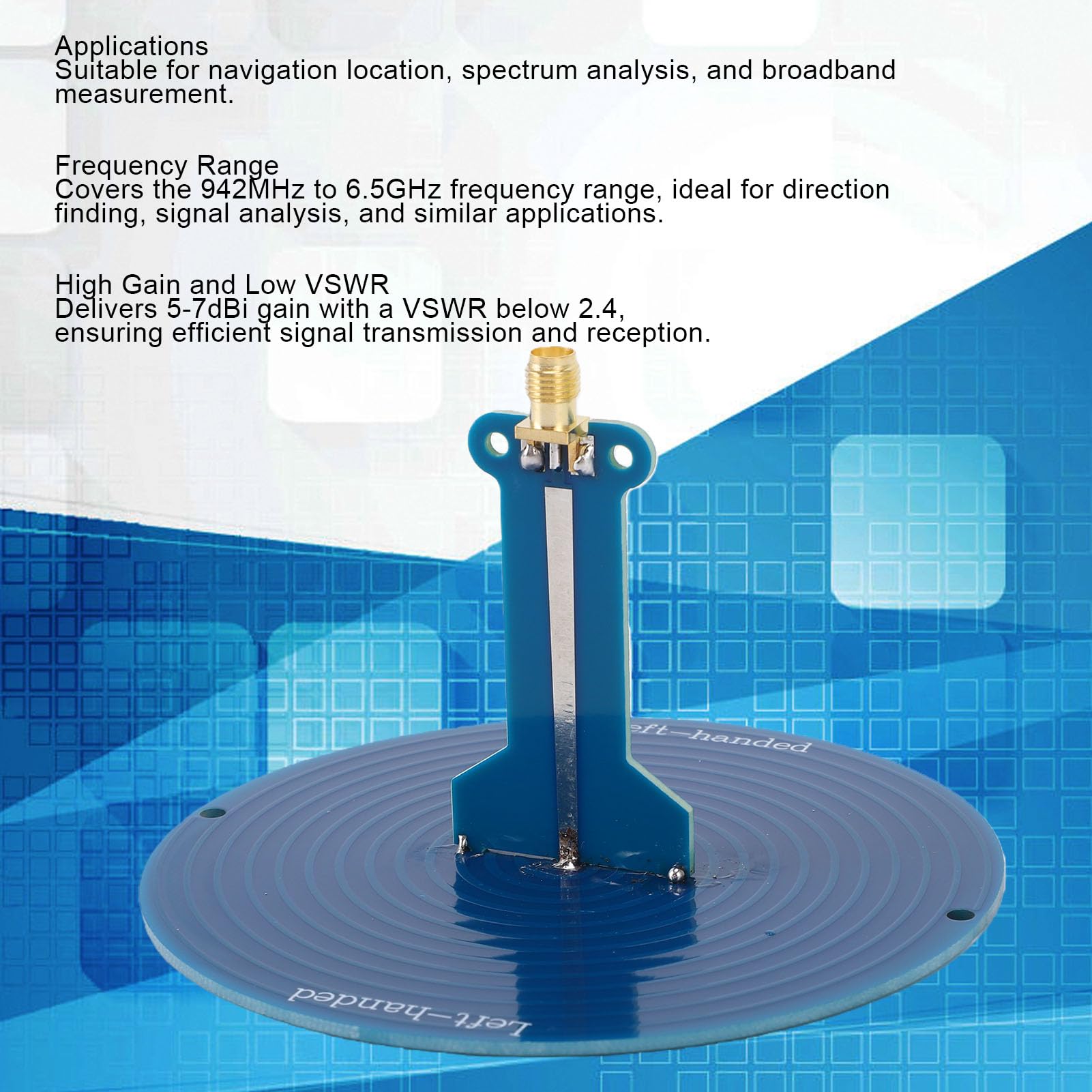 Dpofirs Ultrabreitbandantenne, 942 MHz Bis 6,5 GHz Frequenzbereich, 5 DBi Bis 7 DBi Gewinn, mit SMA-Anschluss, Zur Peilung, Spektrumanalysenavigation