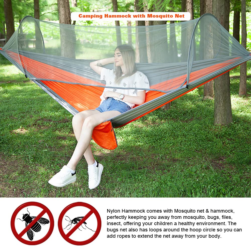 KEESIN Outdoor Hammock | Camping Hammock with Mosquito Net | Portable Hammock | Ultra Light Travel Camping with 2 Premium Carabiners